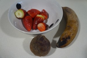 Ingredientes para el smoothie de fresa