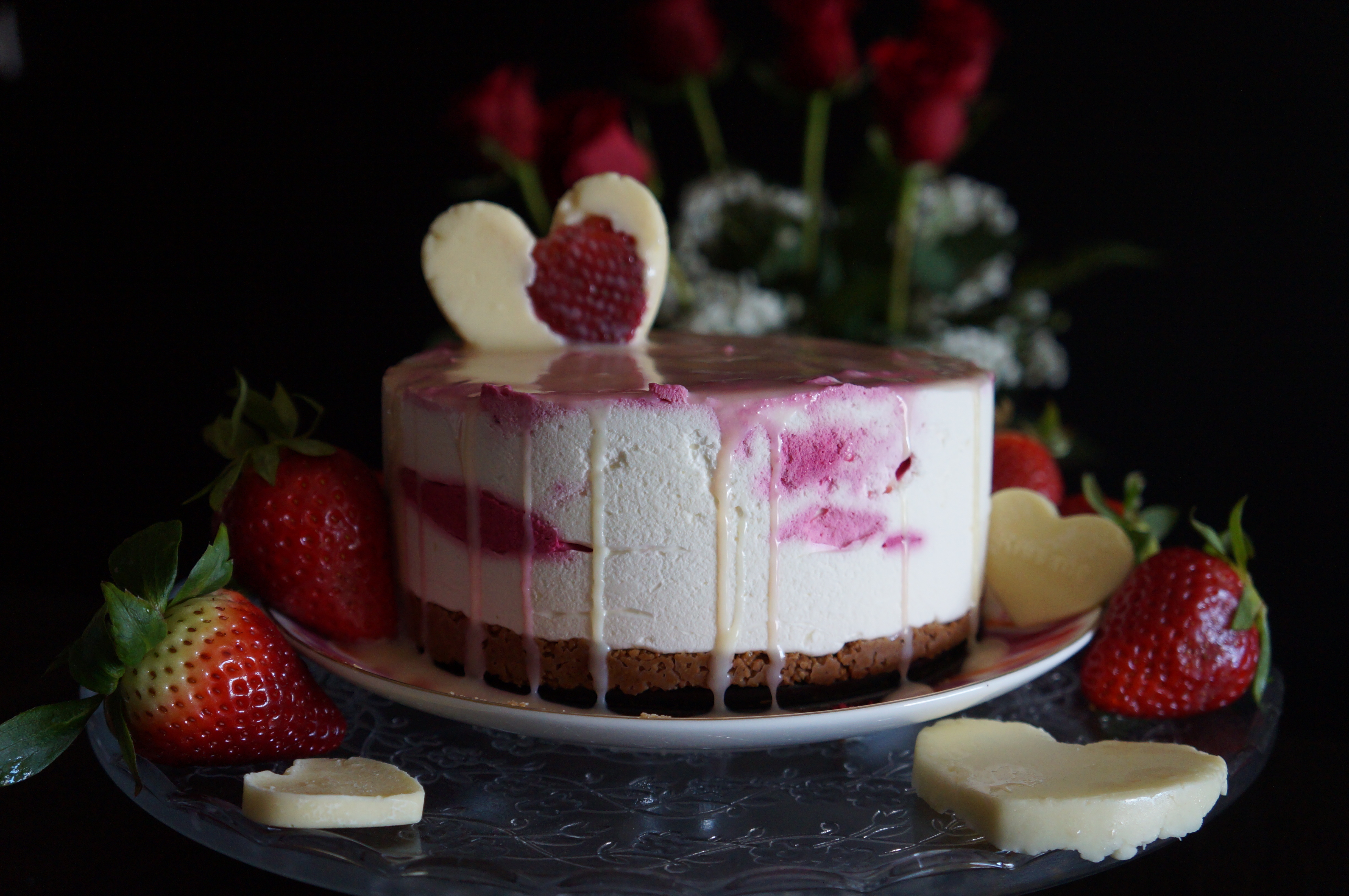 mousse cake de chocolate blanco y fresas